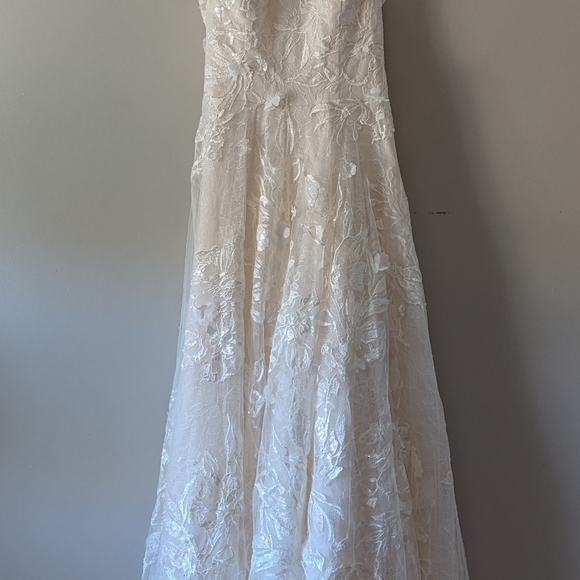 NWT Melissa Sweet Tulle Lace V-Back Spaghetti Strap Wedding Dress - Picture 6 of 12